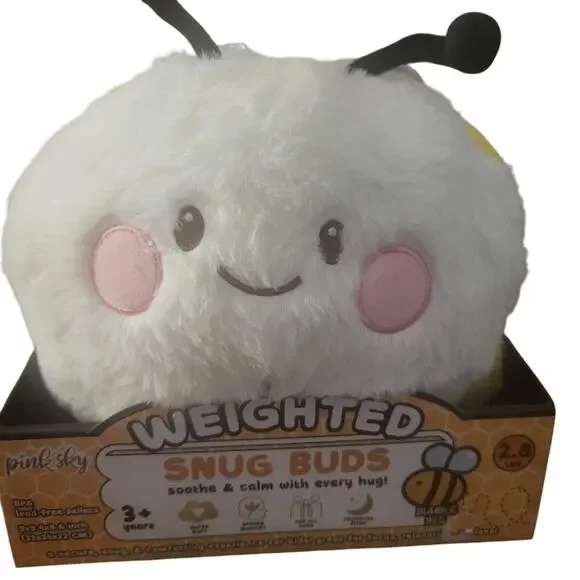 Pink Sky Weighted Snug Bud Bumble Bee Plush Stress Support Snuggle Buddy Calm - Picture 1 of 9
